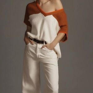 Maeve Oversized V Neck Sweater Tee Anthropologie Size Medium